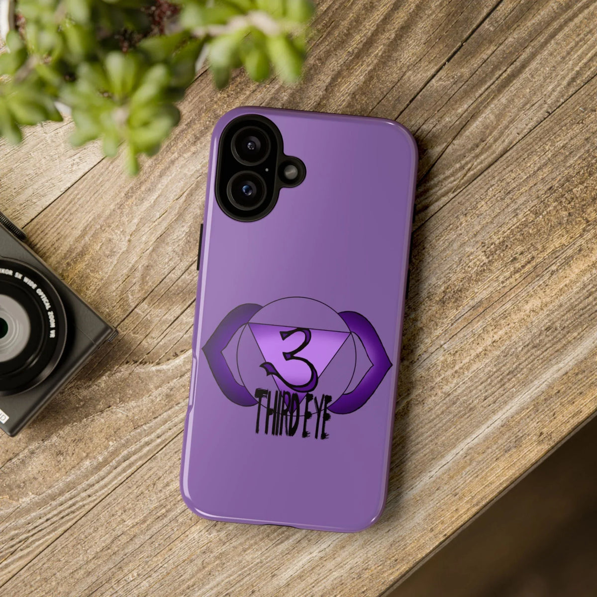 Third Eye Chakra Phone Case - Ajna on a wooden table