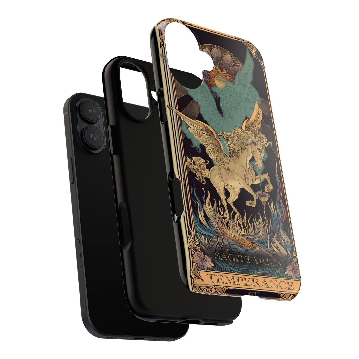 Sagittarius "Temperance" Tarot Card Phone Case showing durability layers.