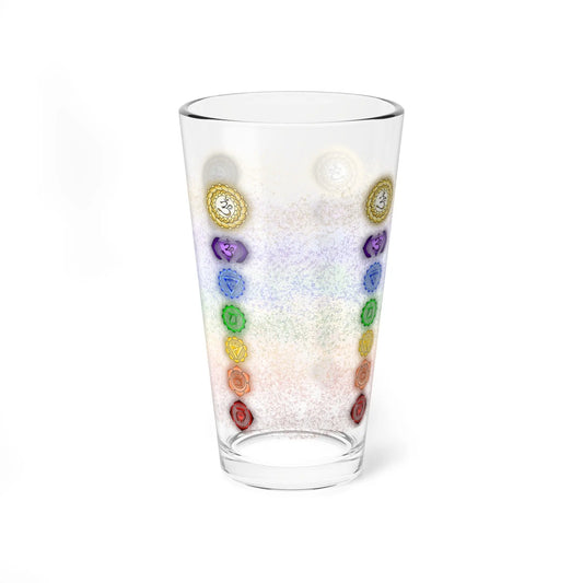 7 Chakra Balancing Pint Glass shown on a clean white background.