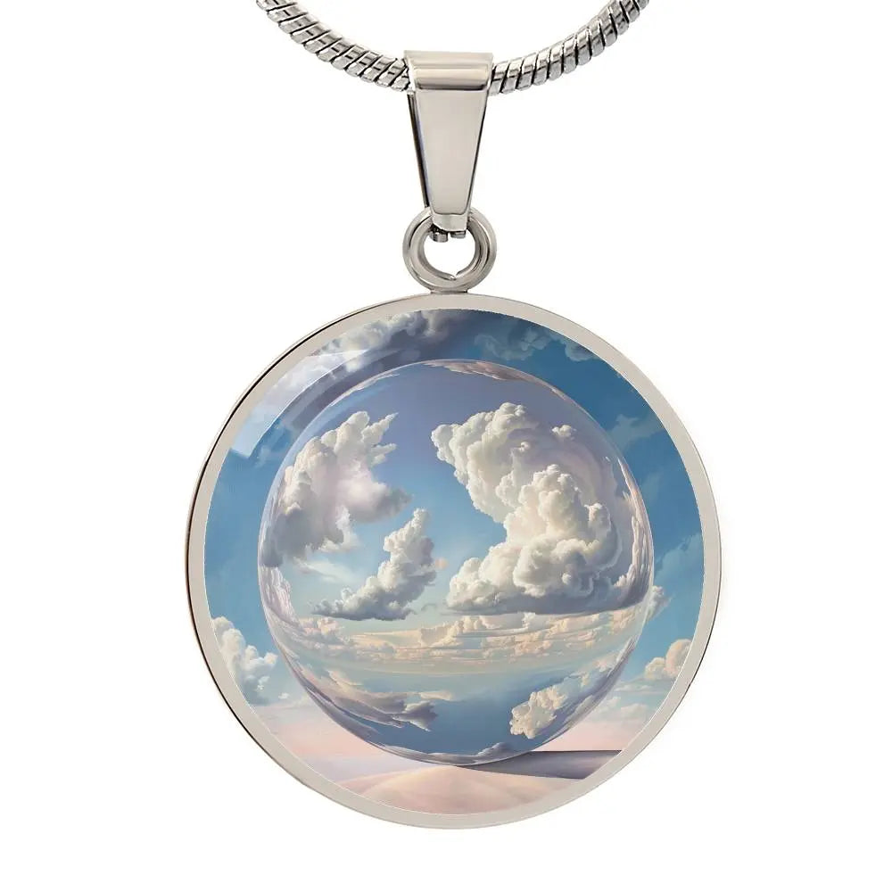 Silver Air Element Pendant Necklace on a white background.