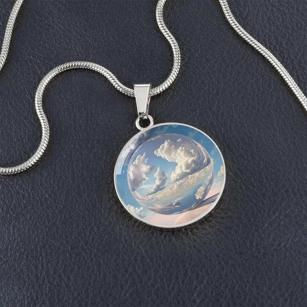 Silver Air Element Necklace shown in a lifestyle setting.