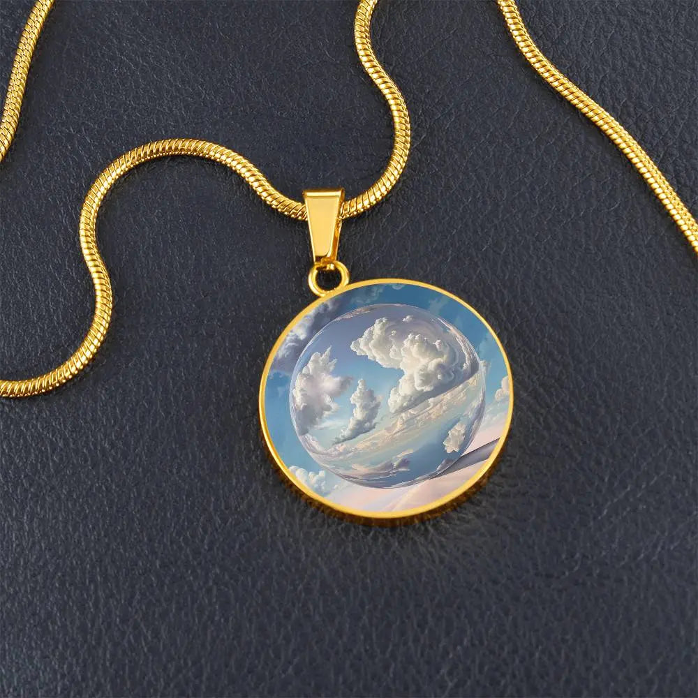 Gold Air Element Necklace shown in a lifestyle setting.