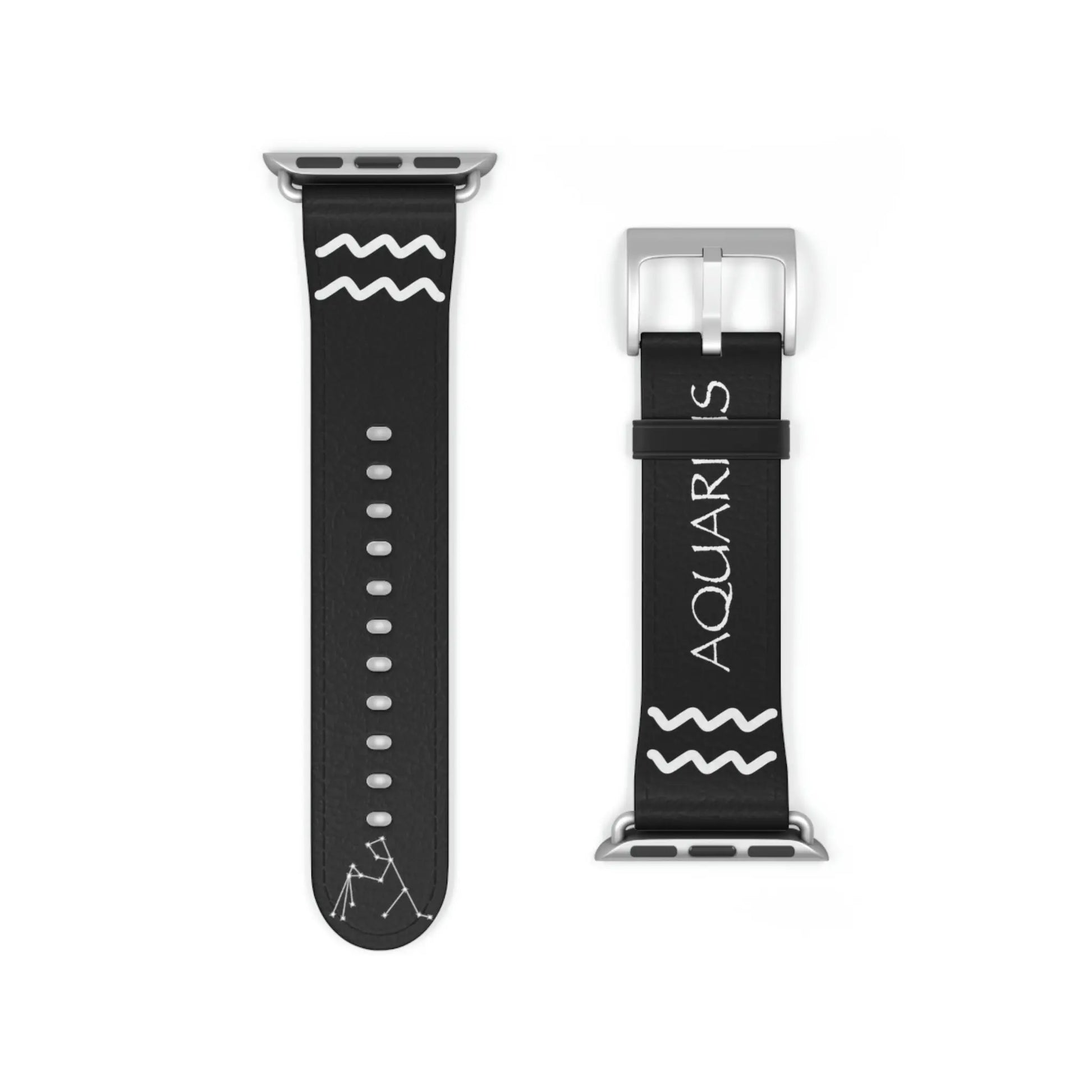 Black Aquarius Zodiac Yin Watch Band with a Silver buckle.