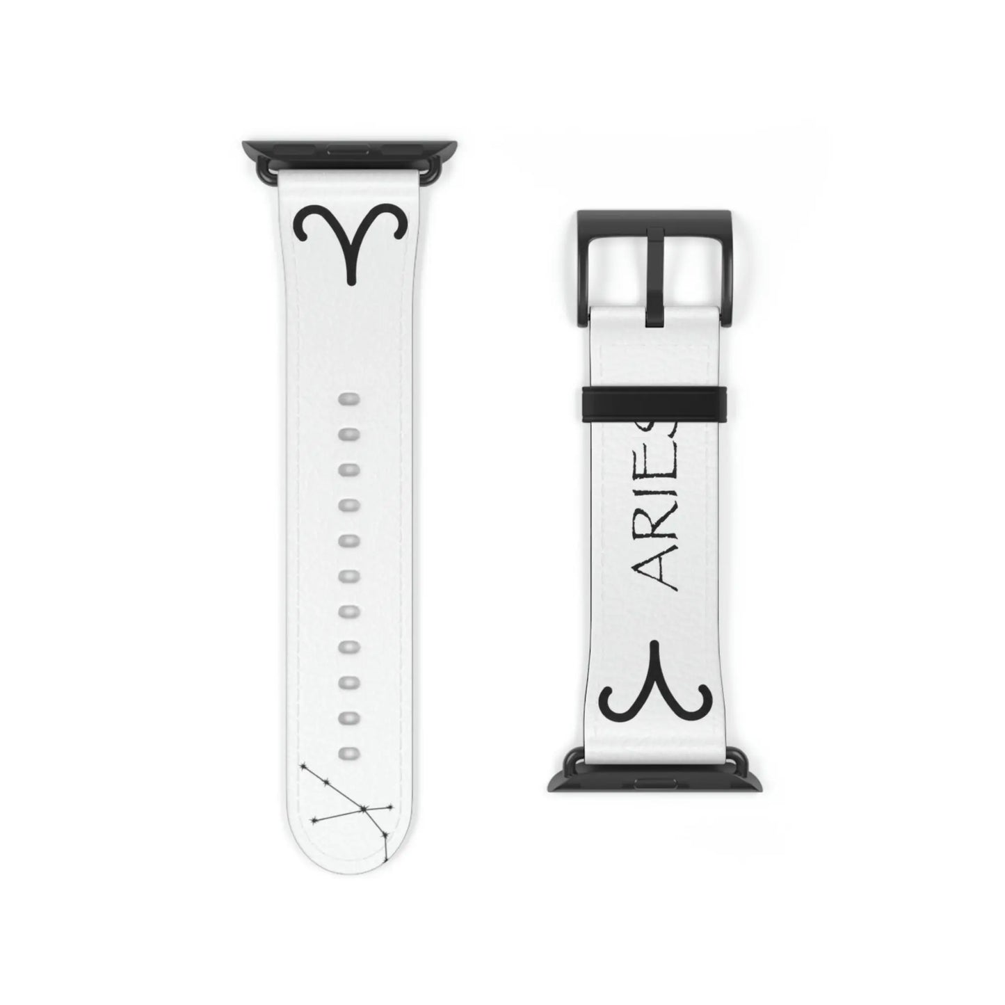 The white Aries Yang band shown on an Apple Watch.