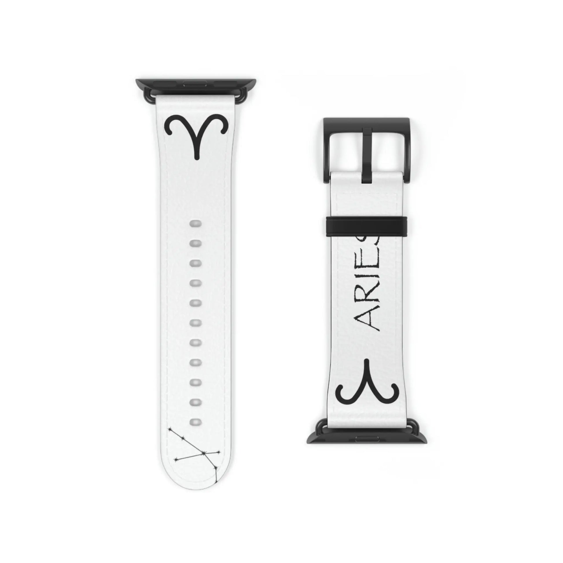 The white Aries Yang band shown on an Apple Watch.