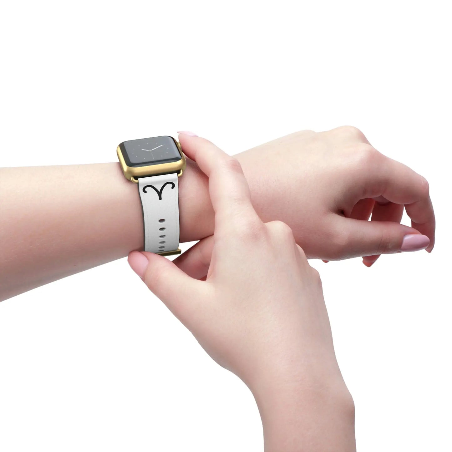 Person wearing the white Aries Yang watch band.