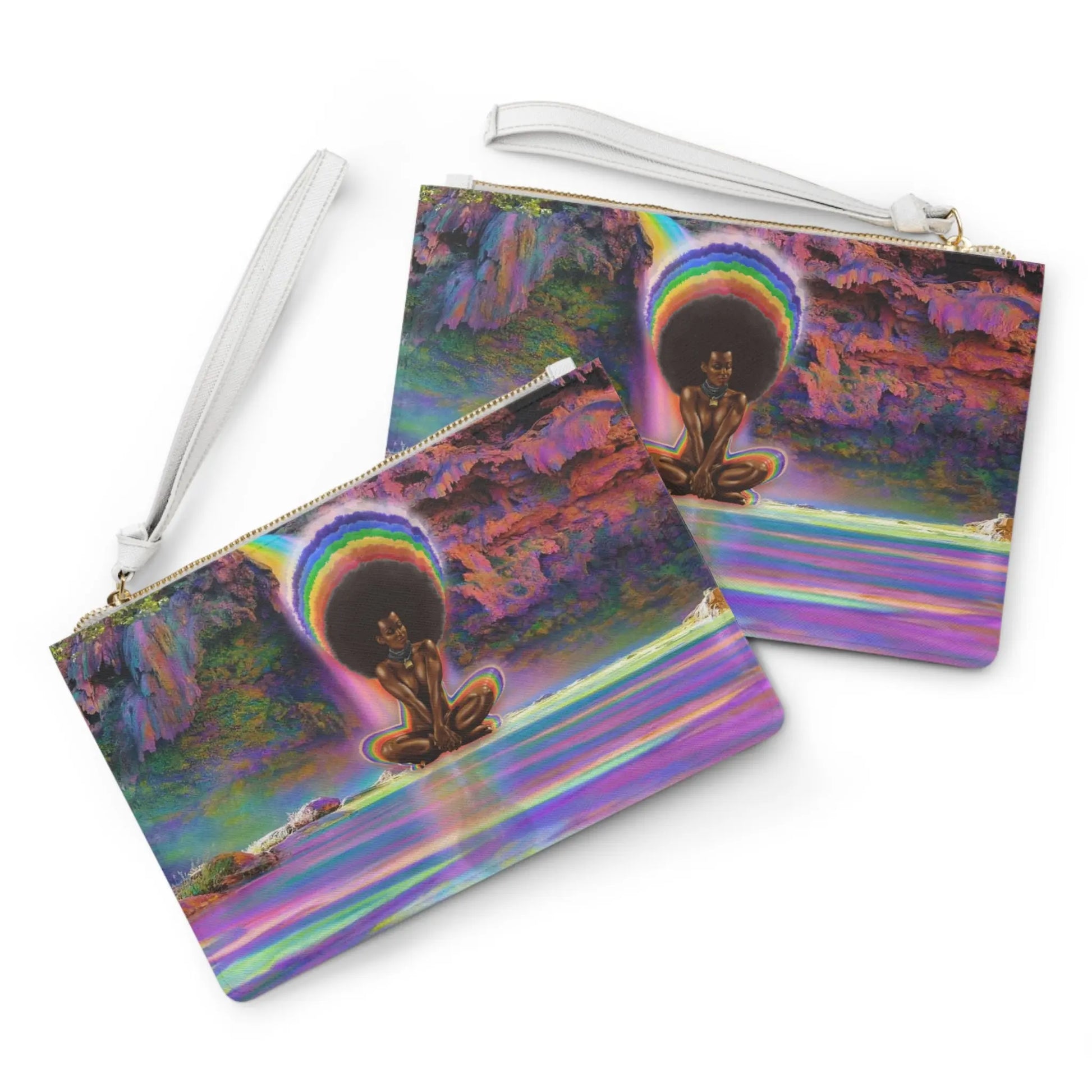 Black Girl Magic Clutch - Front and back comparison on a white background.