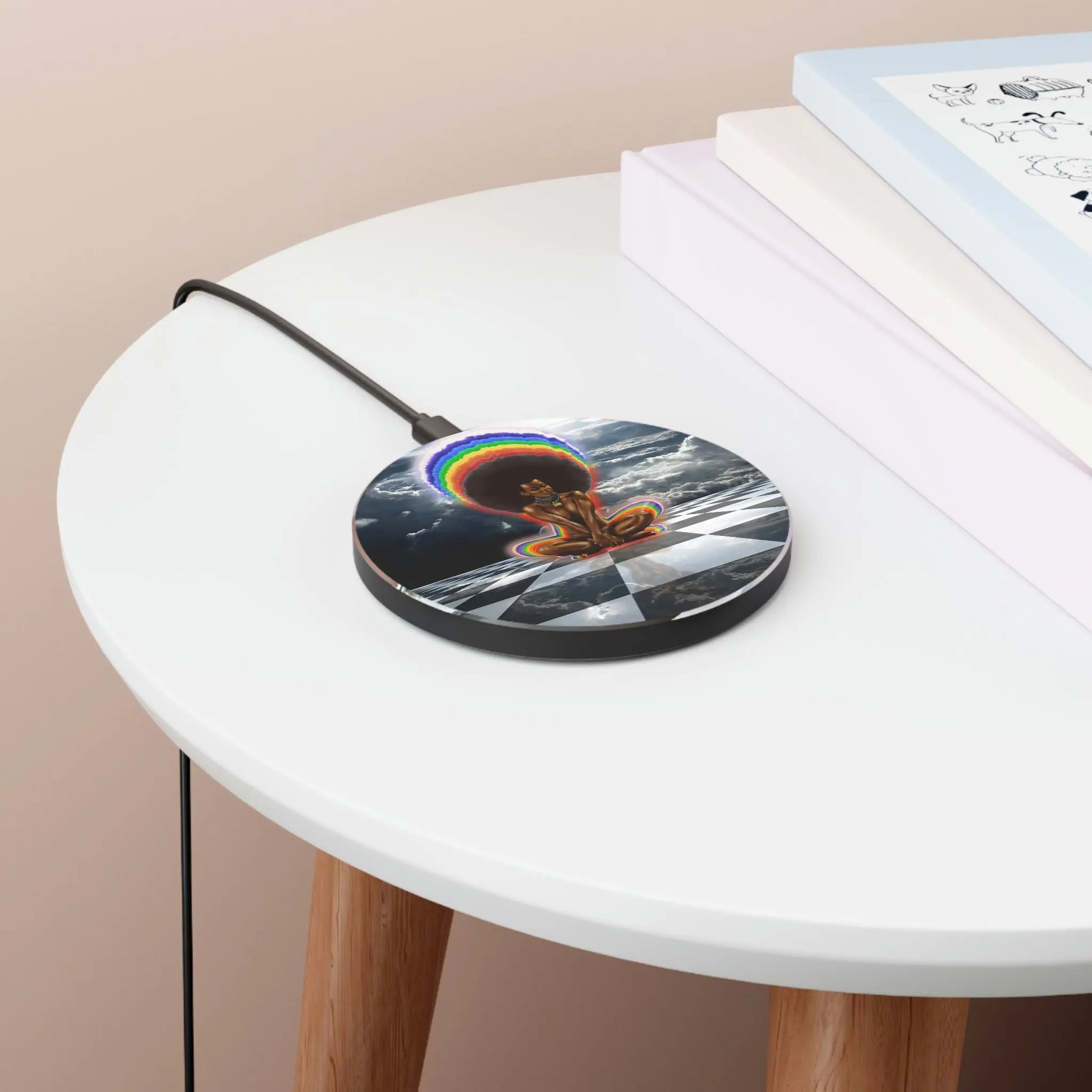 The "Black Girl Magic" charger on a modern table, ready for use.
