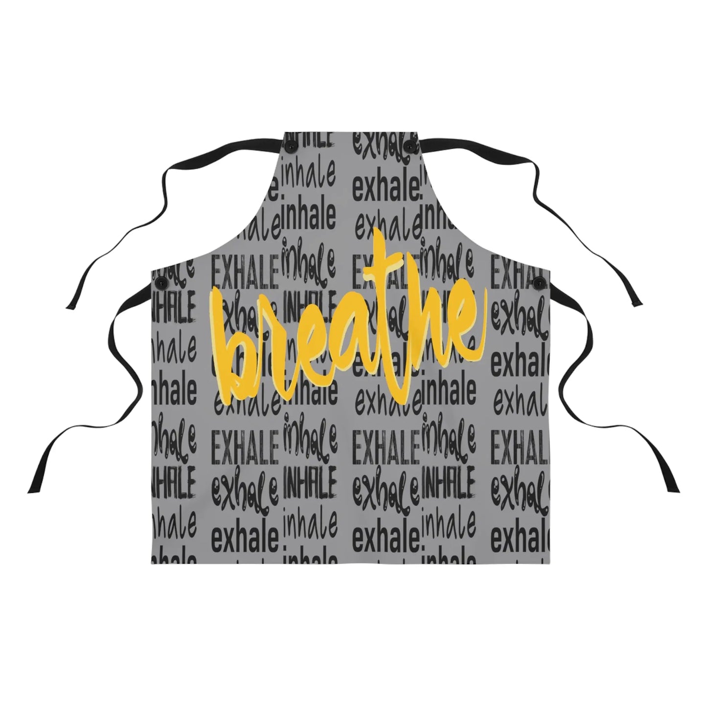 Apron Mockup: "Breathe" Cooking Apron - Full view of the design on a white background.