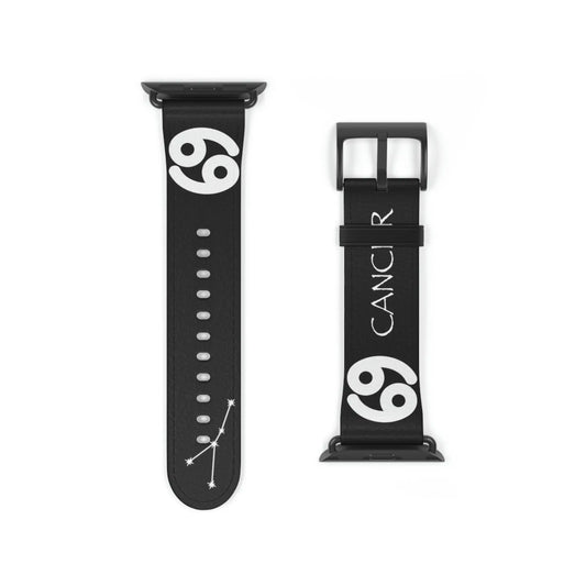 Black Cancer Zodiac Yin Watch Band with a Black buckle.