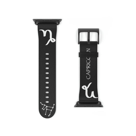 Black Capricorn Zodiac Yin Watch Band with a Black buckle.