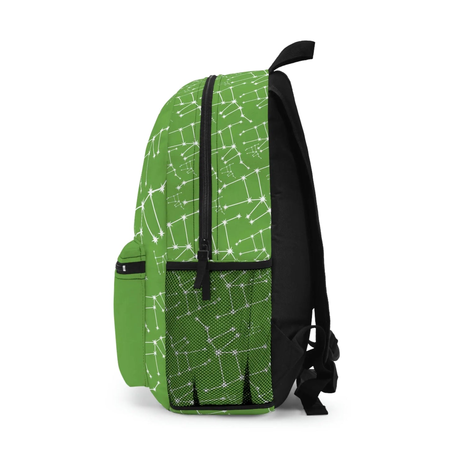 Green Capricorn Zodiac Backpack - Left side profile showing the full constellation pattern.