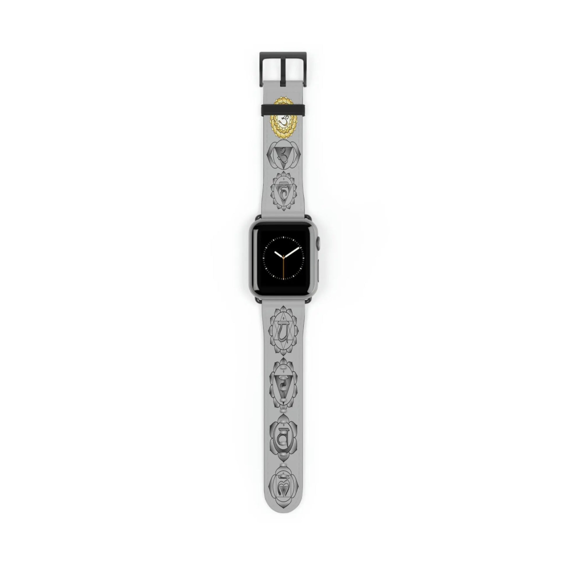 Crown Chakra band shown attached to an Apple Watch face.