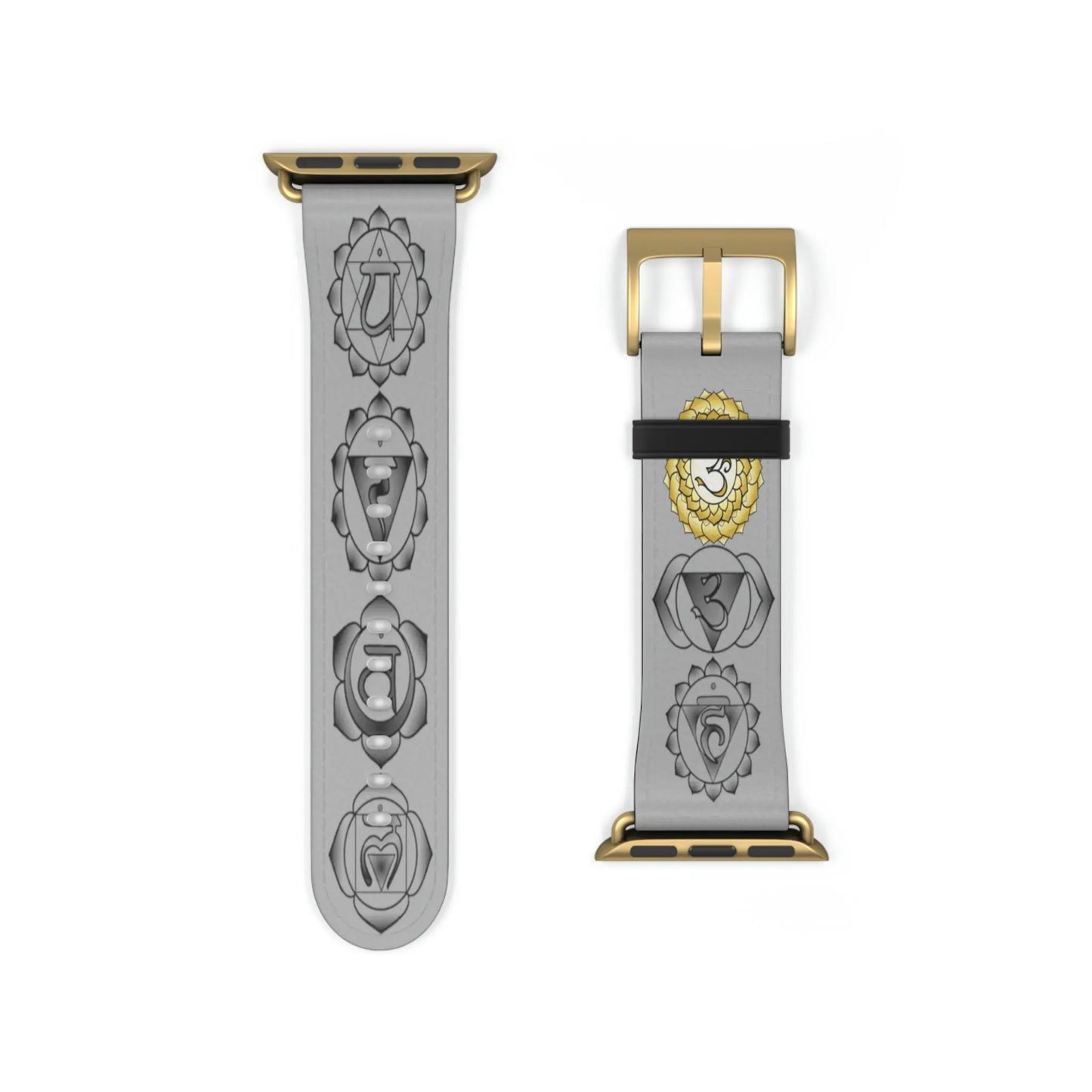 Crown Chakra Designer Watch Band with a Gold buckle.