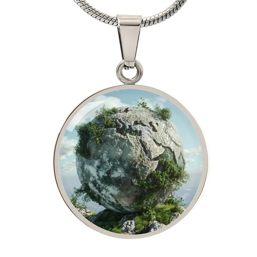 Silver Earth Element Pendant Necklace on a white background.