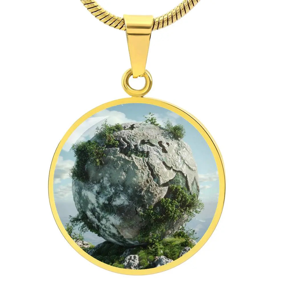 Gold Earth Element Pendant Necklace on a white background.