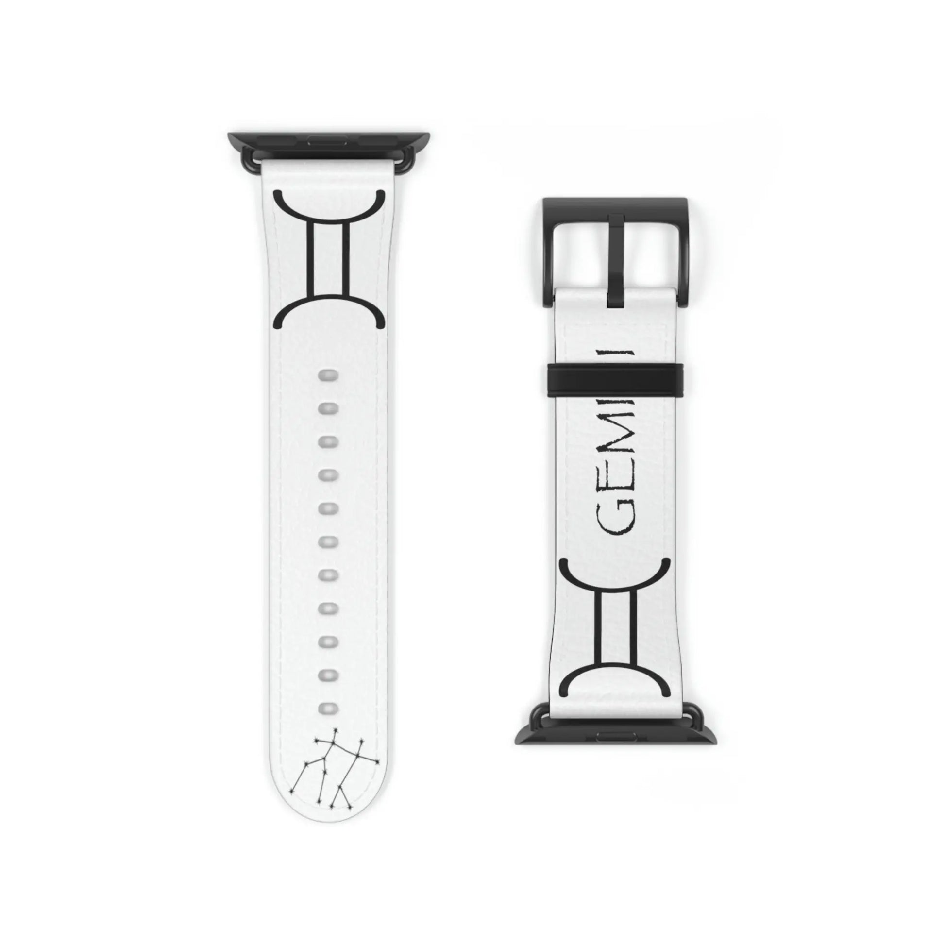 White Gemini Zodiac Yang Watch Band with a Black buckle.