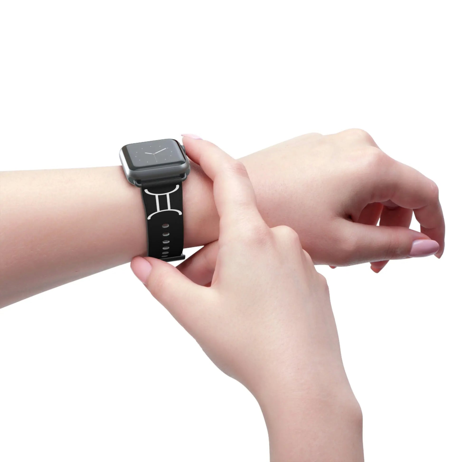 Person wearing the black Gemini Yin watch band.