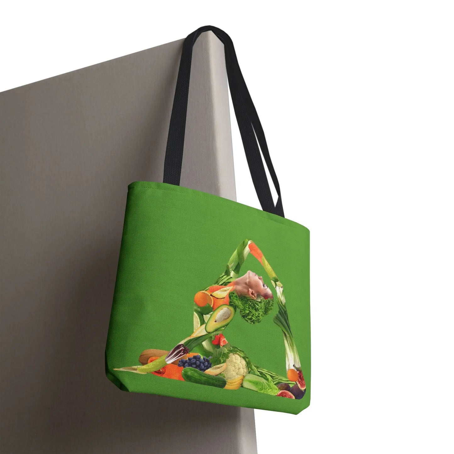 Green Veggie Woman Tote Bag | Plant-Based Art Grocery Bag for Conscious Living Printify