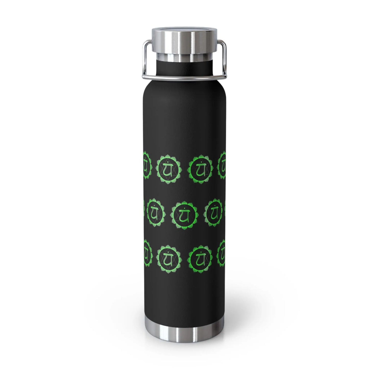 Heart Chakra Insulated Tumbler in Black - 22oz capacity.
