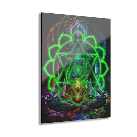 Heart Chakra Acrylic Wall Art shown in the 11" x 14" size on a white background.