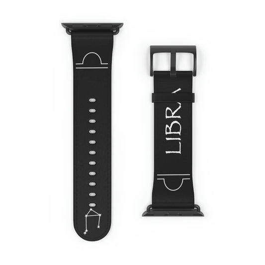 Black Libra Zodiac Yin Watch Band with a Black buckle.
