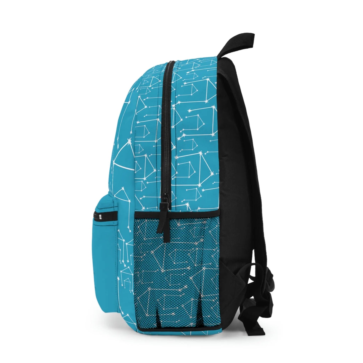 Light blue Libra Zodiac Backpack - Left side profile showing the full constellation pattern.