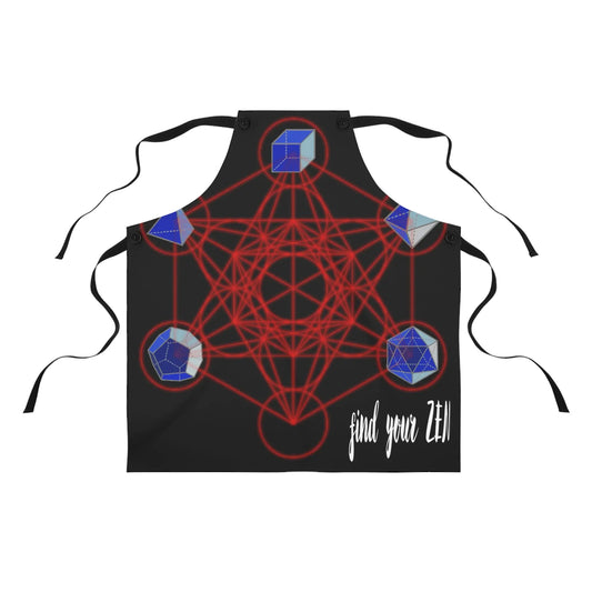 "Metatron's Cube" Sacred Geometry Apron - Full view of the design on a white background.