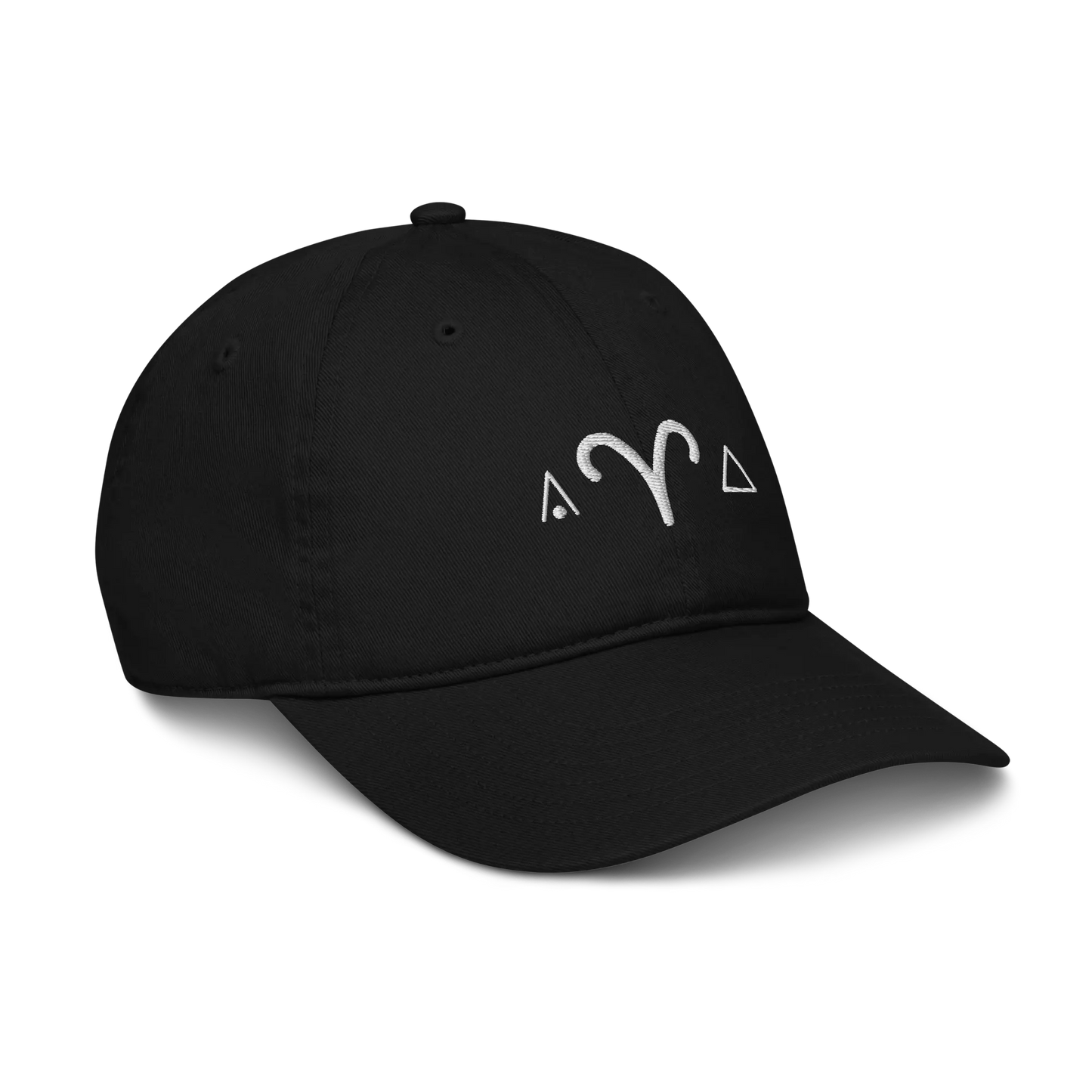 Oyster-colored Aries Zodiac Baseball Cap - Side profile view on a white background.