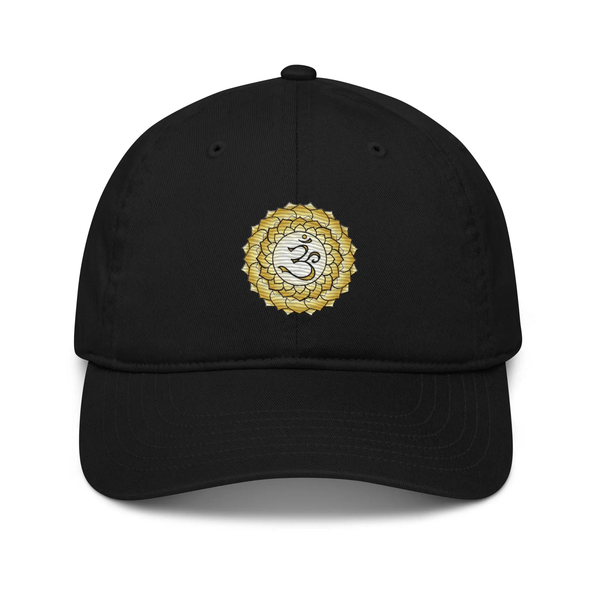 Black Crown Chakra Baseball Cap - Front view showing the Crown Chakra symbol.