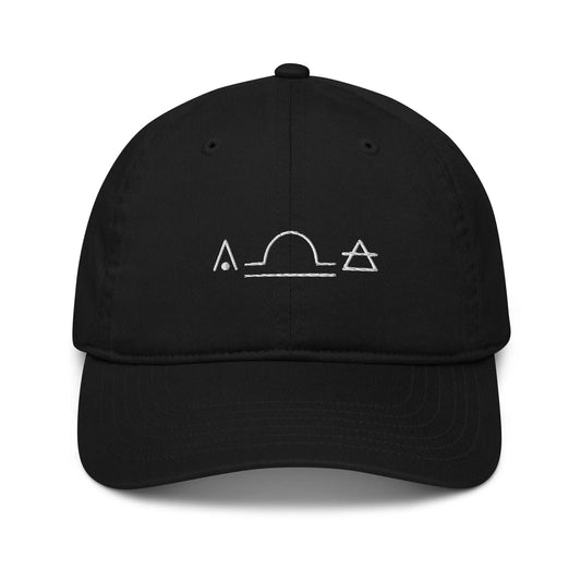 Black Libra Zodiac Baseball Cap - Front view showing Cardinal, Scales, and Air symbols.