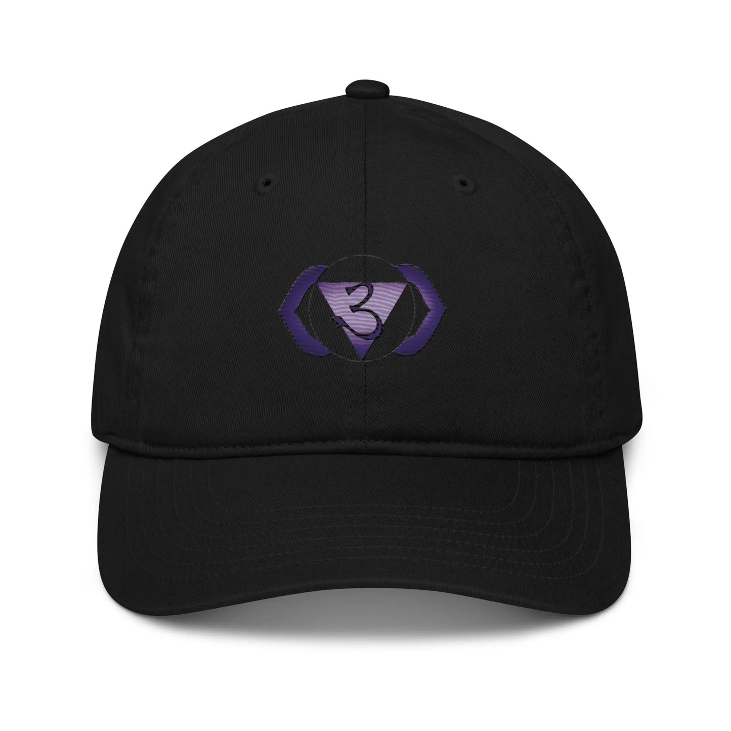 Black Third Eye Chakra Baseball Cap - Front view showing the Third Eye Chakra symbol.