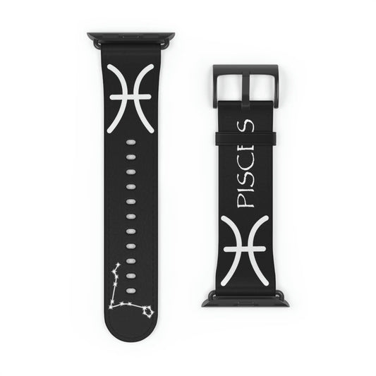 Black Pisces Zodiac Yin Watch Band with a Black buckle.