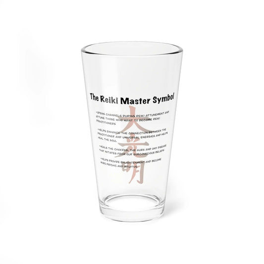 Dai Ko Myo Reiki Master Symbol Pint Glass shown on a clean white background.