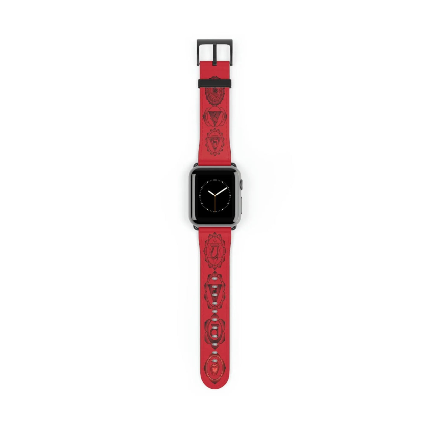 Root Chakra band shown attached to an Apple Watch face.