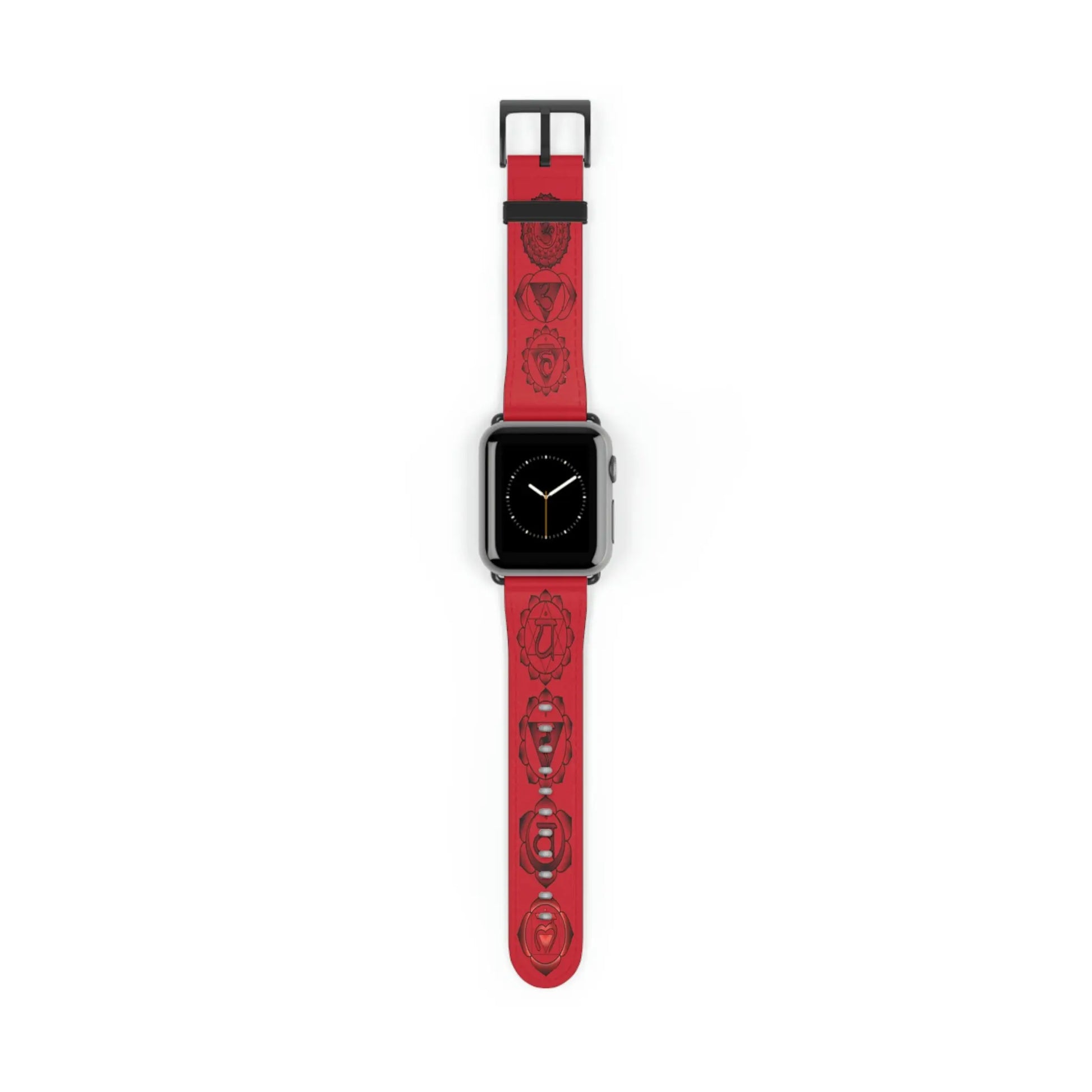 Root Chakra band shown attached to an Apple Watch face.