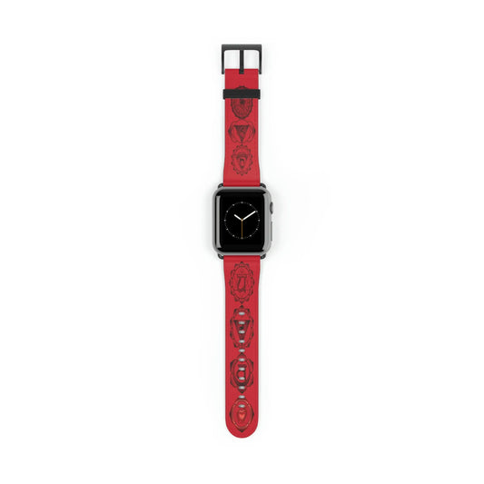 Root Chakra band shown attached to an Apple Watch face.
