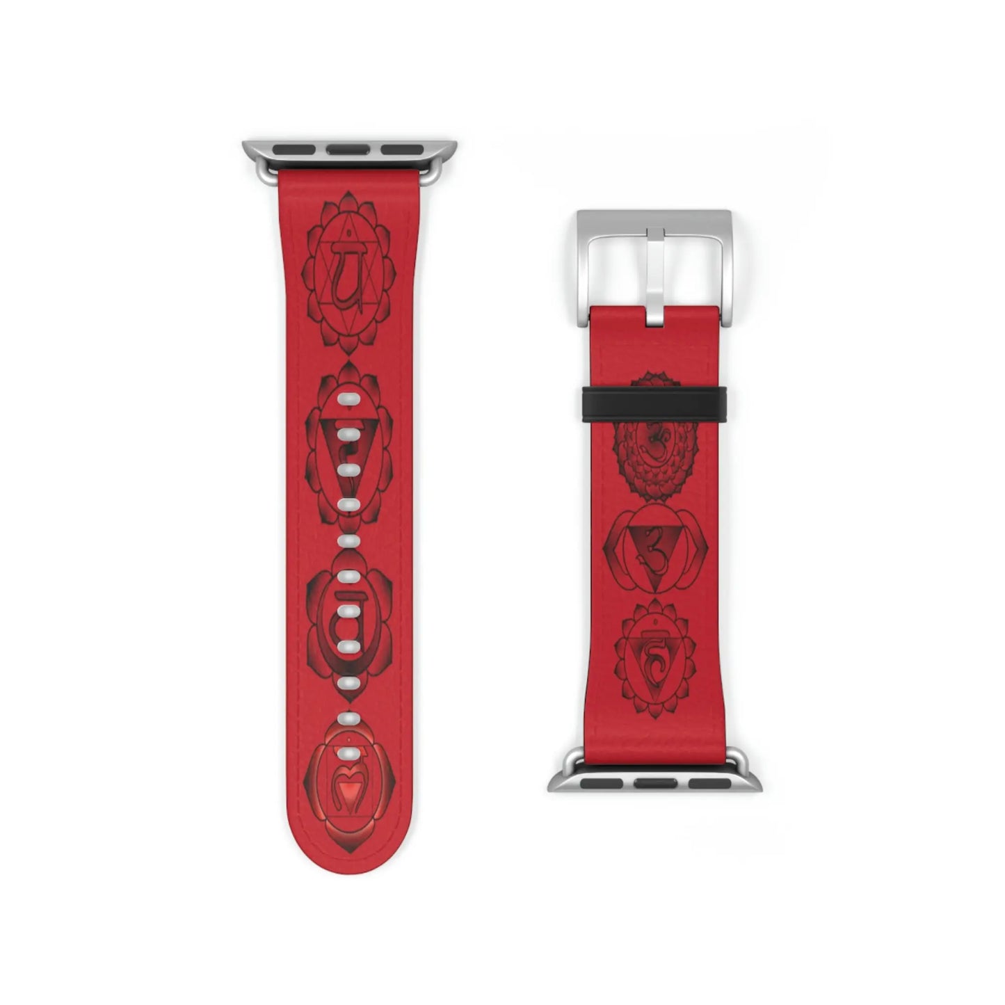 Root Chakra Designer Watch Band with a Silver buckle.