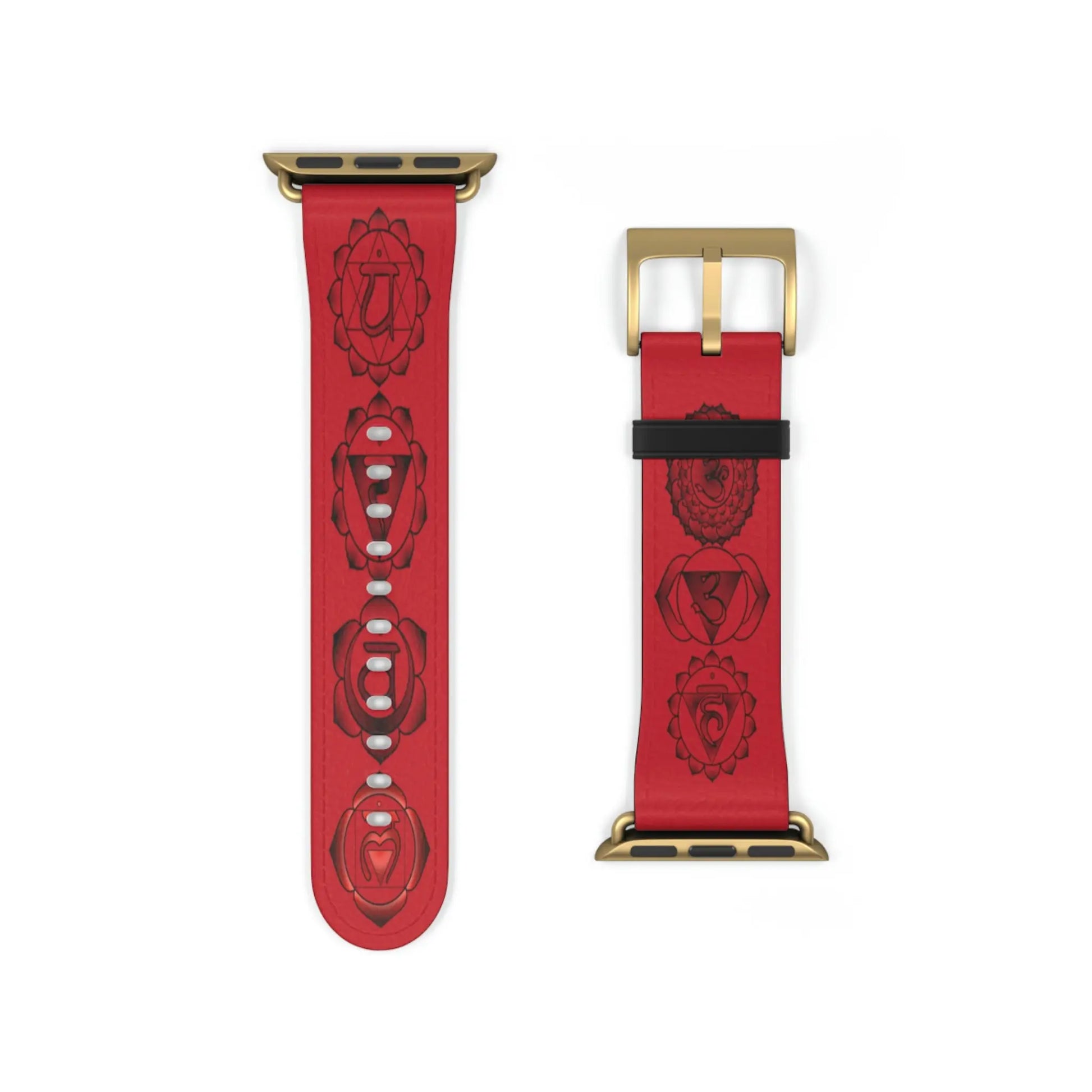 Root Chakra Designer Watch Band with a Gold buckle.