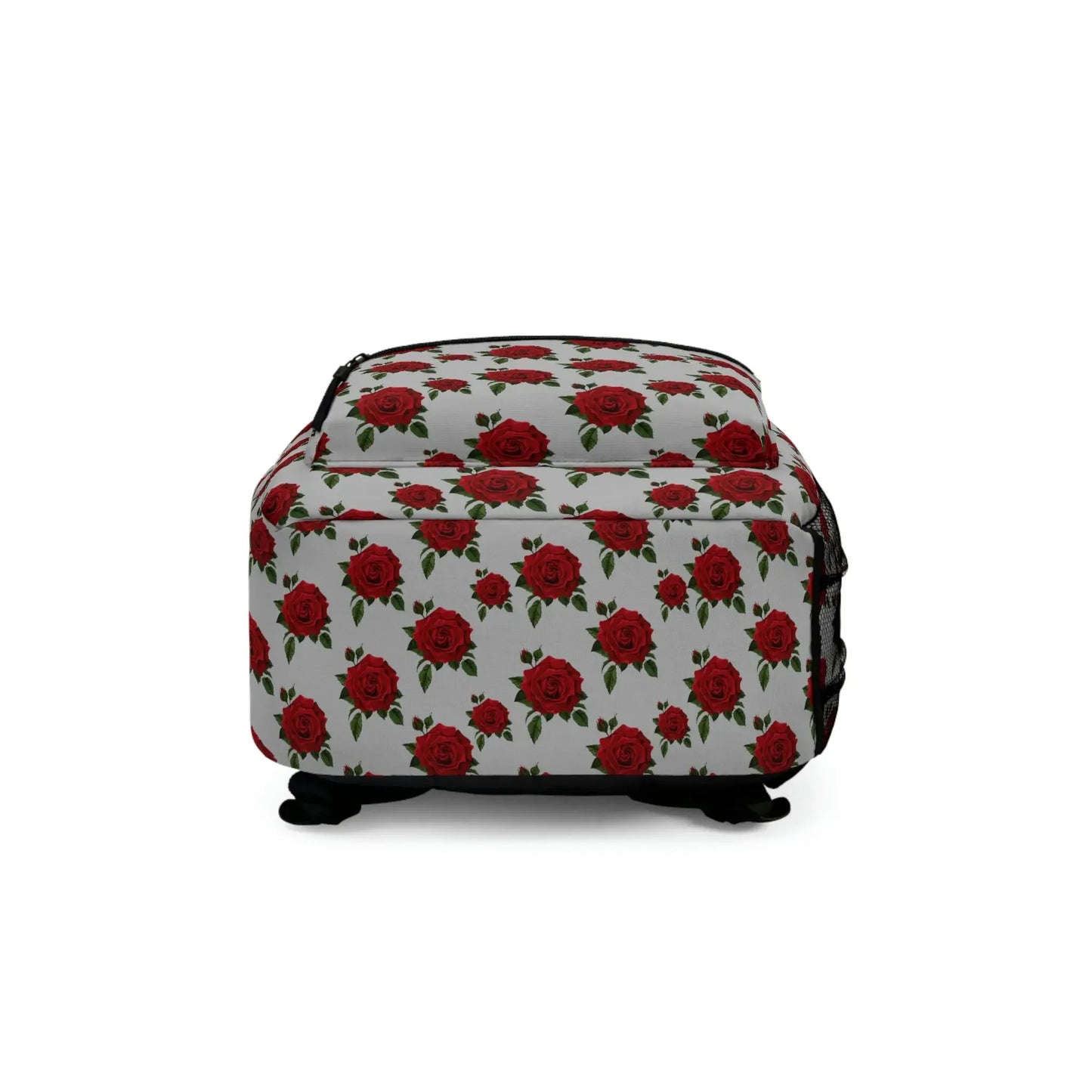 Red rose patterned meditation cushion with black trim, ideal for chakra healing and spiritual practice.