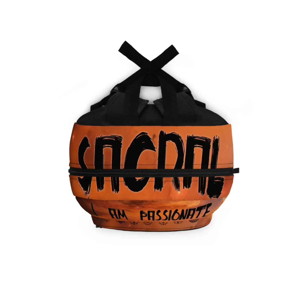 Sacral chakra bag with 'I AM PASSIONATE' text, orange design for energy healing and spiritual wellness