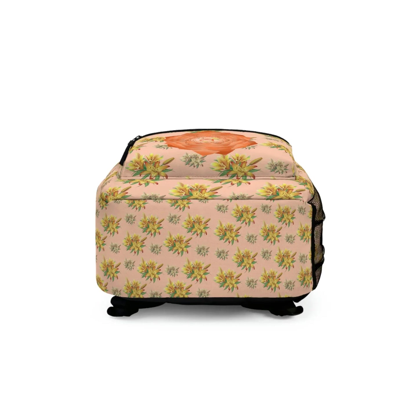 Floral chakra yoga mat bag with orange rose design, perfect for holistic wellness and spiritual practice.