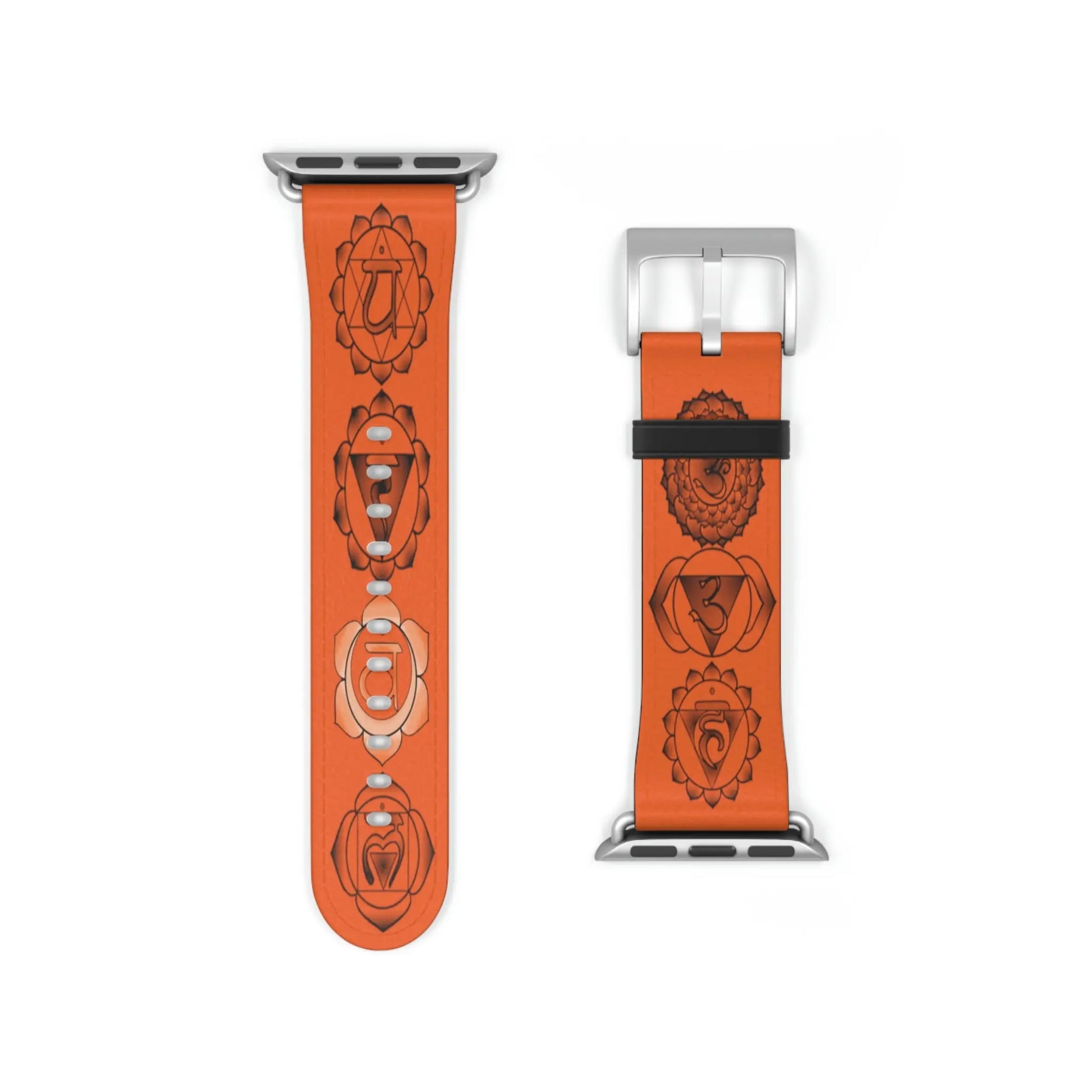Sacral Chakra Designer Watch Band with a Silver buckle.