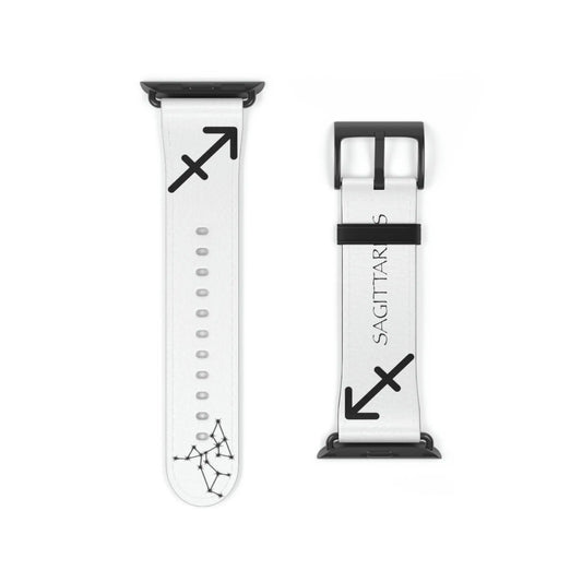 White Sagittarius Zodiac Yang Watch Band with a Black buckle.