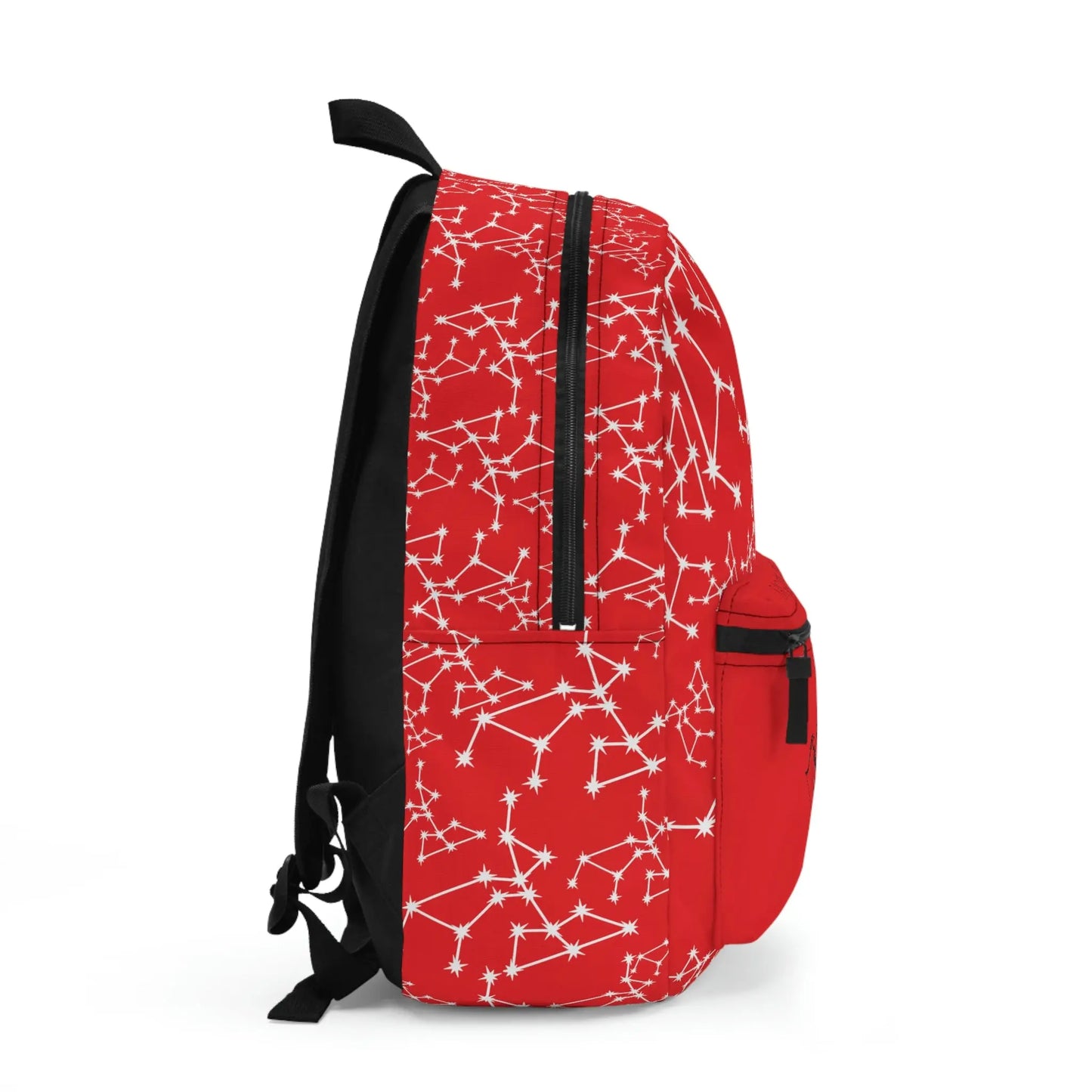 Red Sagittarius Zodiac Backpack - Right side profile showing strap and pocket details.