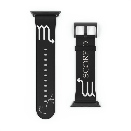 Black Scorpio Zodiac Yin Watch Band with a Black buckle.