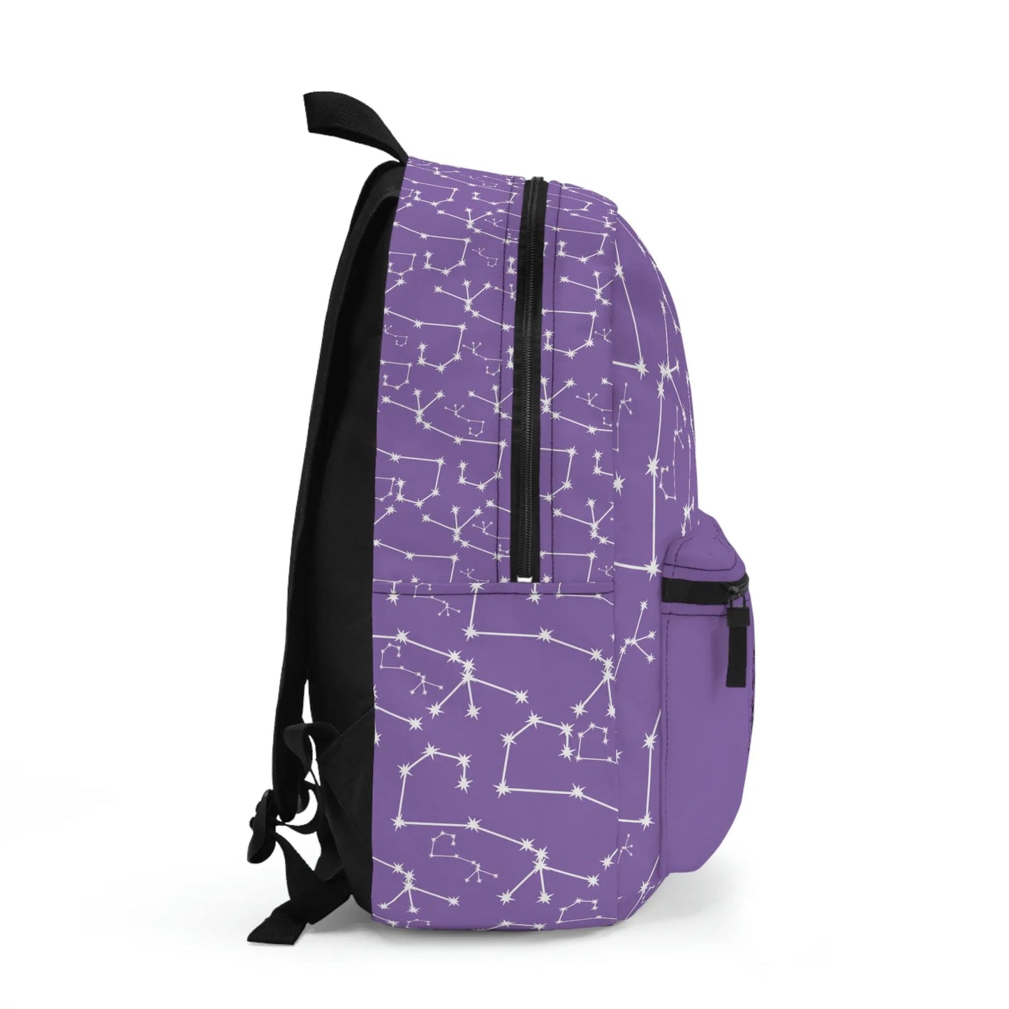 Purple Scorpio Zodiac Backpack - Right side profile showing strap and pocket details.