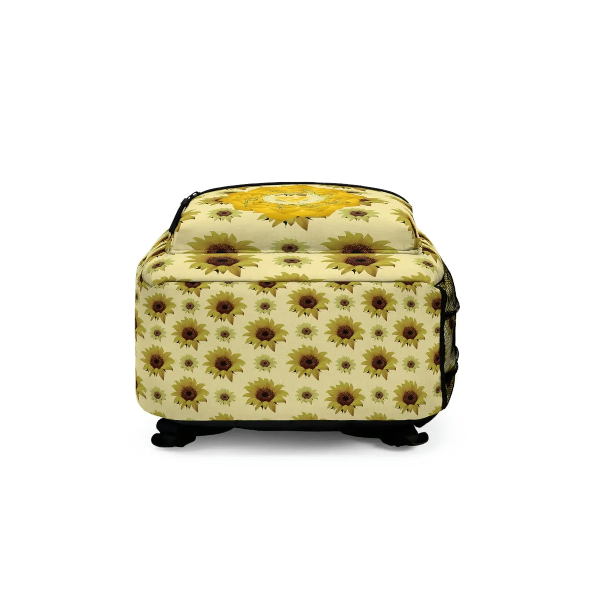 Sunflower-patterned chakra meditation cushion with yellow floral design for holistic energy practices