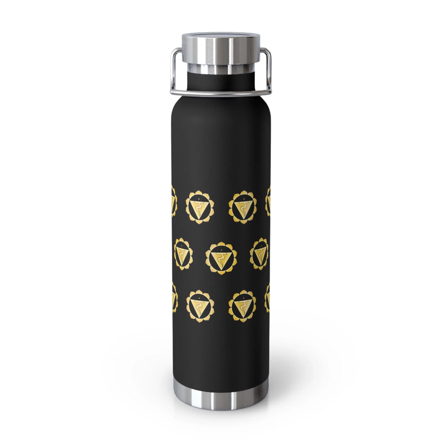 Solar Plexus Chakra Insulated Tumbler in Black - 22oz capacity.