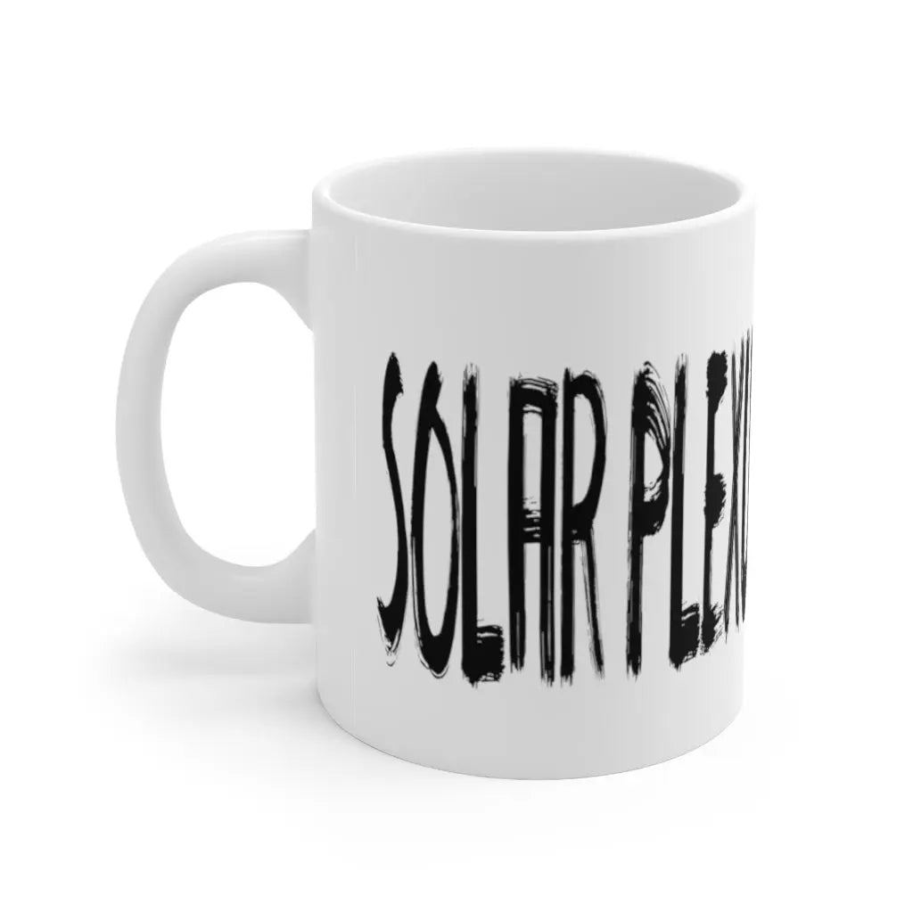 Solar Plexus Chakra Mug - Right side with "SOLAR PLEXUS" text, clean white background.